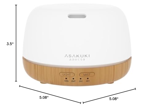 ASAKUKI Essential Oil Diffuser 500ml, Ultrasonic Aromatherapy Humidifier with Remote Control, 7 LED Colors, Timer & Auto-Off, Large Room Diffuser Valentine's Gift (Yellow)