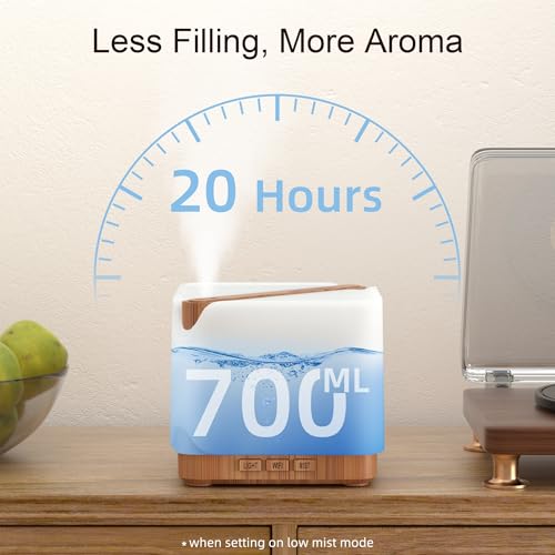 ASAKUKI 700 ml Premium Essential Oil Diffuser, 5 in 1 Ultrasonic Aromatherapy Fragrant Oil Vaporizer Humidifier, Timer and Auto-Off Safety Switch, 7 LED Light Colors, Valentine's Day Gift