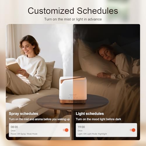 ASAKUKI 700 ml Premium Essential Oil Diffuser, 5 in 1 Ultrasonic Aromatherapy Fragrant Oil Vaporizer Humidifier, Timer and Auto-Off Safety Switch, 7 LED Light Colors, Valentine's Day Gift