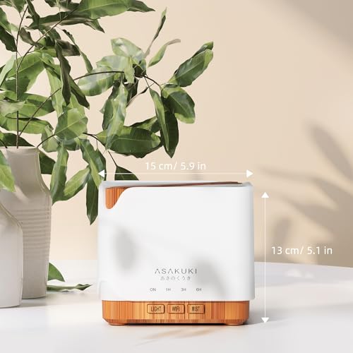 ASAKUKI 700 ml Premium Essential Oil Diffuser, 5 in 1 Ultrasonic Aromatherapy Fragrant Oil Vaporizer Humidifier, Timer and Auto-Off Safety Switch, 7 LED Light Colors, Valentine's Day Gift