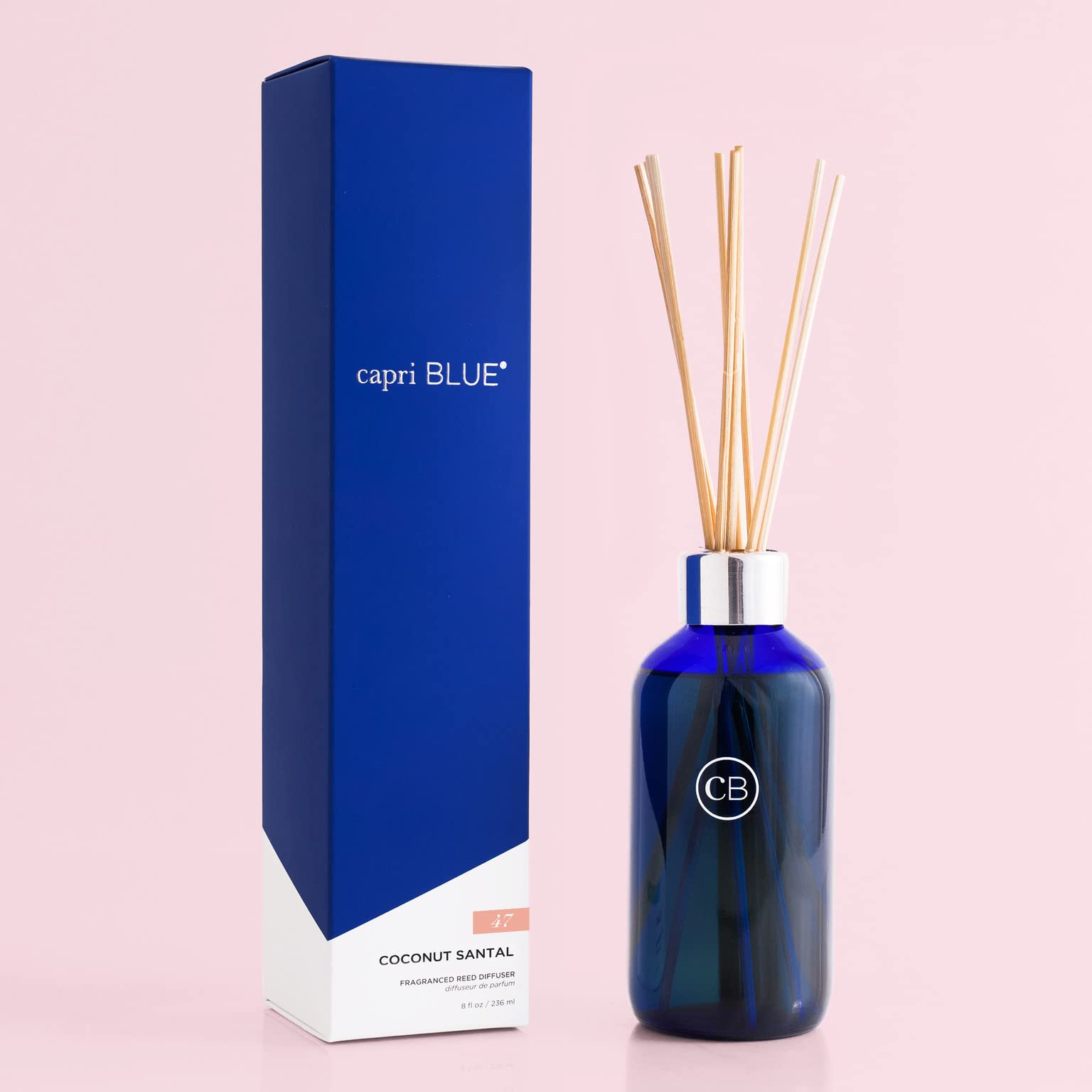 Capri Blue Volcano Reed Diffuser Set - Includes Reed Diffuser Sticks, Fragrance Oil, and Glass Bottle - Luxury Scented Room Fresheners - Cobalt Blue (8 fl oz)