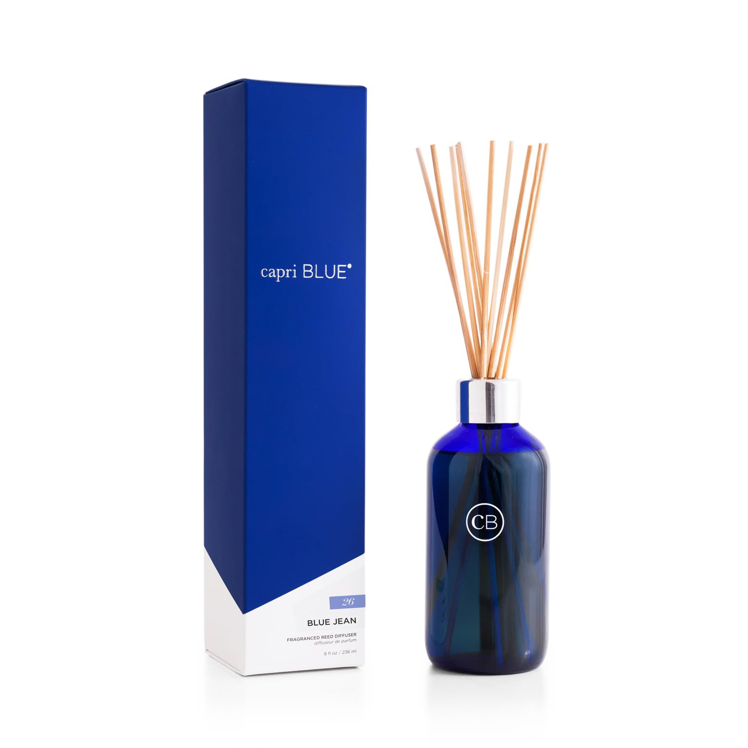 Capri Blue Volcano Reed Diffuser Set - Includes Reed Diffuser Sticks, Fragrance Oil, and Glass Bottle - Luxury Scented Room Fresheners - Cobalt Blue (8 fl oz)