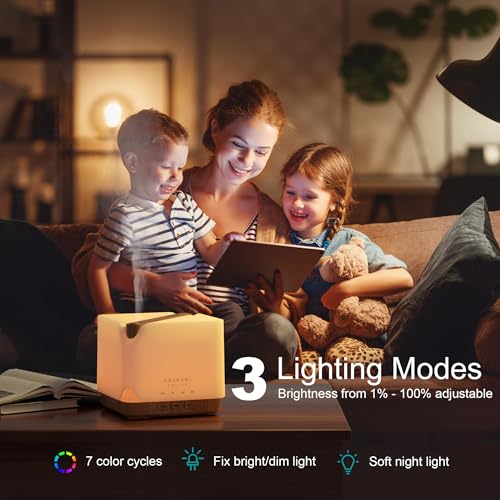 ASAKUKI 700 ml Premium Essential Oil Diffuser, 5 in 1 Ultrasonic Aromatherapy Fragrant Oil Vaporizer Humidifier, Timer and Auto-Off Safety Switch, 7 LED Light Colors, Valentine's Day Gift