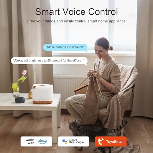 ASAKUKI 700 ml Premium Essential Oil Diffuser, 5 in 1 Ultrasonic Aromatherapy Fragrant Oil Vaporizer Humidifier, Timer and Auto-Off Safety Switch, 7 LED Light Colors, Valentine's Day Gift