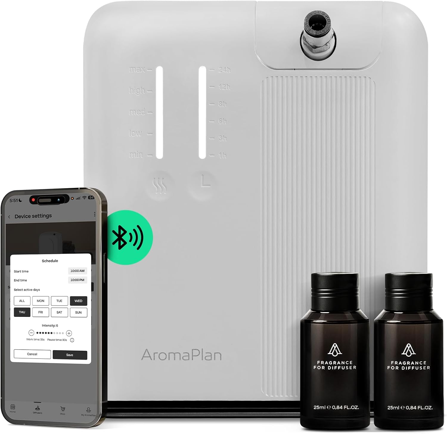 AromaPlan 5 Star Collection Cold Air Scent Diffuser, Whole House (2 Scents Included)- Waterless Smart Aroma, Scent &Time Adjust., App Control, HVAC | Home, Commercial, Hotel | Large Room, 2,000 sq.ft