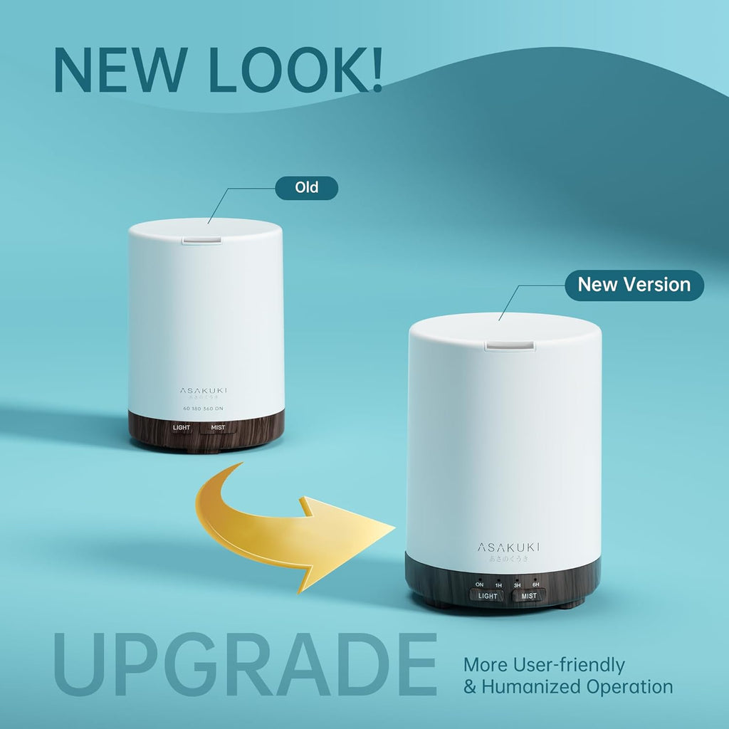 ASAKUKI 300ML Essential Oil Diffuser, Quiet 5-in-1 Premium Humidifier, Valentine's Day Gift, Home Fragrance Aroma Diffuser with 7 LED Color Changing Light and Auto-Off Switch -Light Brown