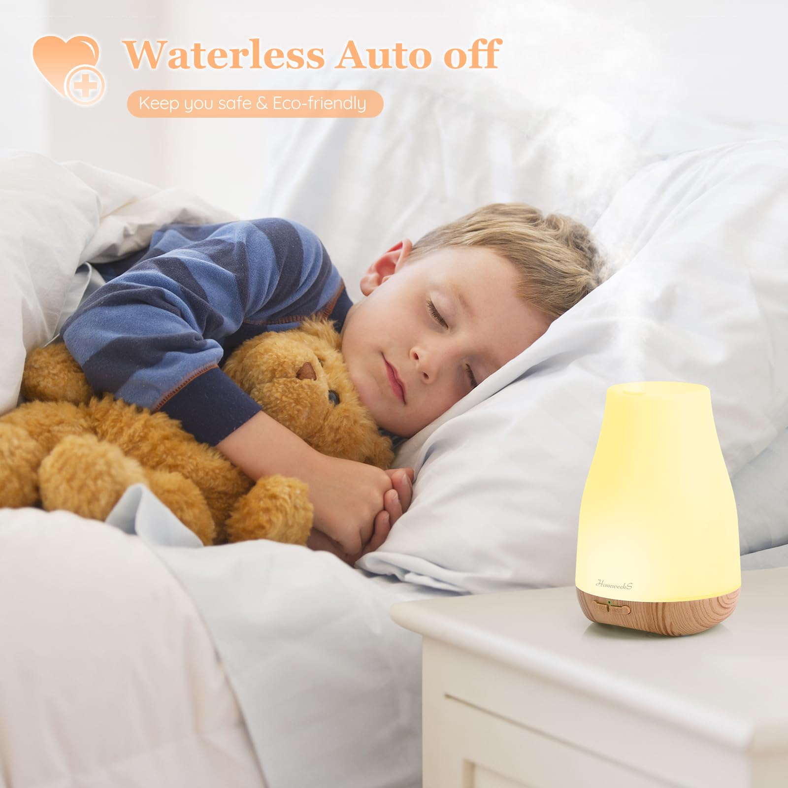 Homeweeks Diffusers, 100ml Colorful Essential Oil Diffuser with Adjustable Mist Mode, Auto Off Aroma for Bedroom/Office/Trip (100 ML 1 Pack)