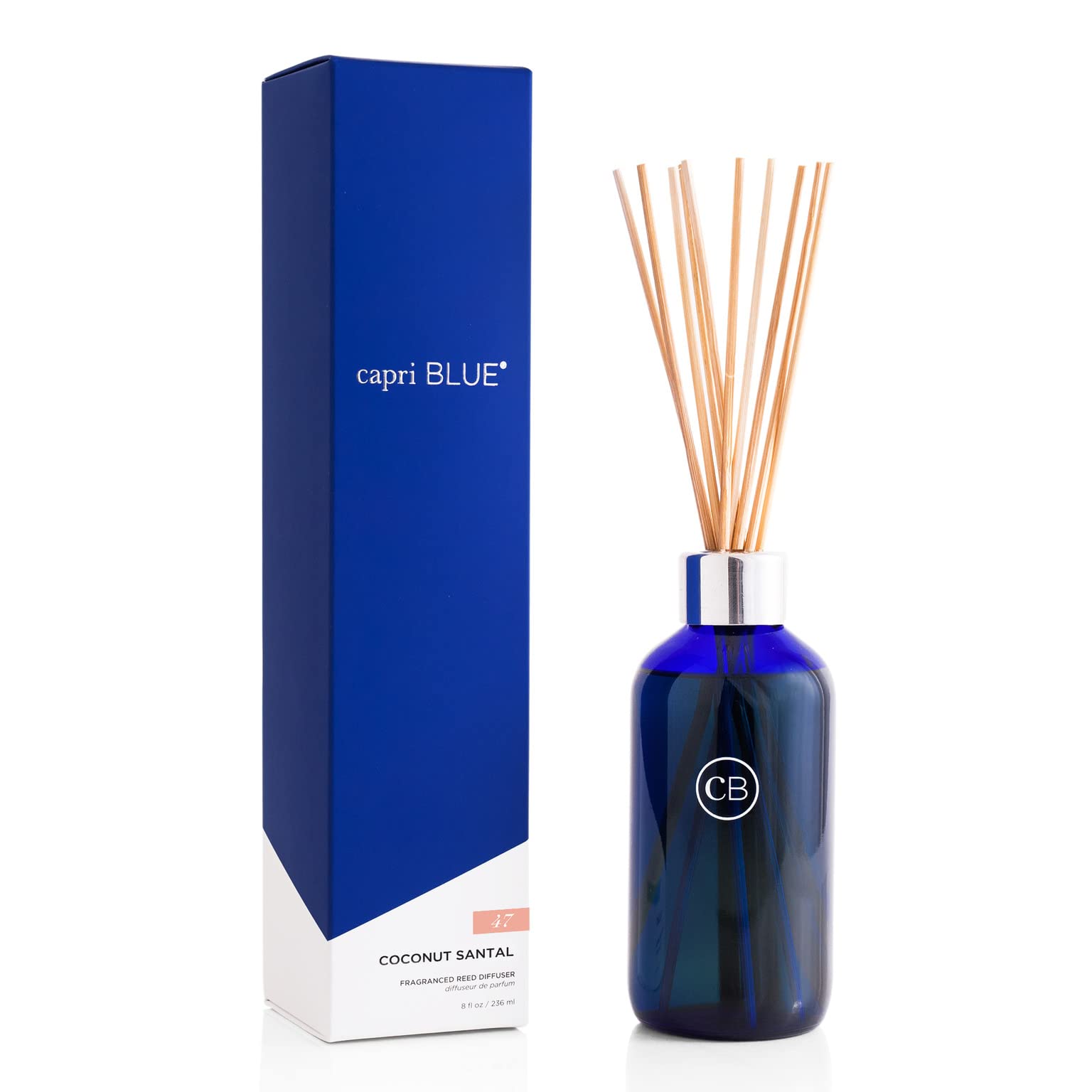 Capri Blue Volcano Reed Diffuser Set - Includes Reed Diffuser Sticks, Fragrance Oil, and Glass Bottle - Luxury Scented Room Fresheners - Cobalt Blue (8 fl oz)