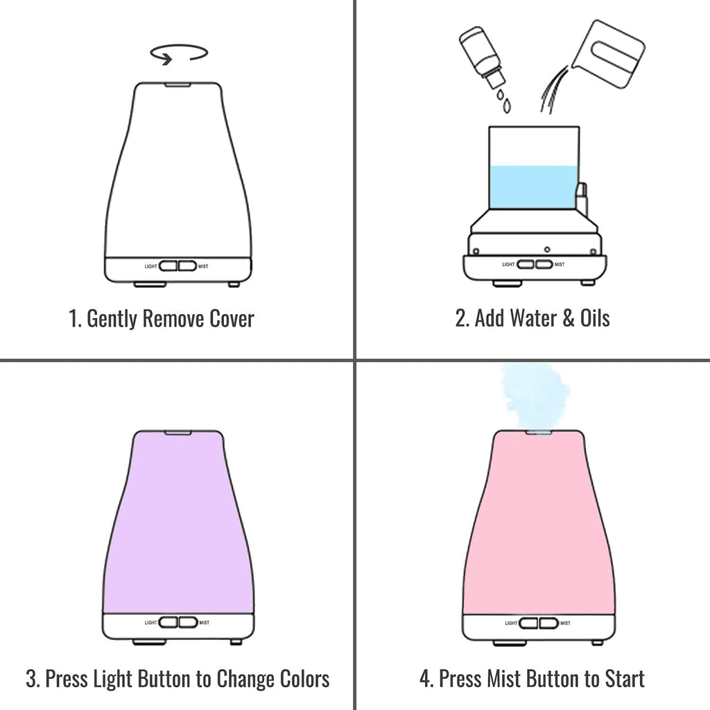 HealthSmart 500ML Essential Oil Diffuser for Large Rooms, Cool Mist Humidifier and Aromatherapy Diffuser, Adjustable Timer, Mist Mode and 7 LED Light Colors, White (Pack of 1)