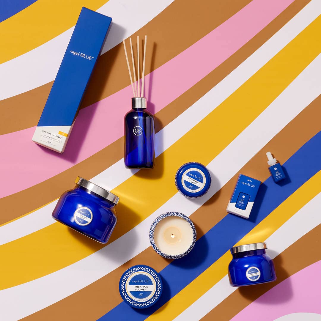 Capri Blue Volcano Reed Diffuser Set - Includes Reed Diffuser Sticks, Fragrance Oil, and Glass Bottle - Luxury Scented Room Fresheners - Cobalt Blue (8 fl oz)