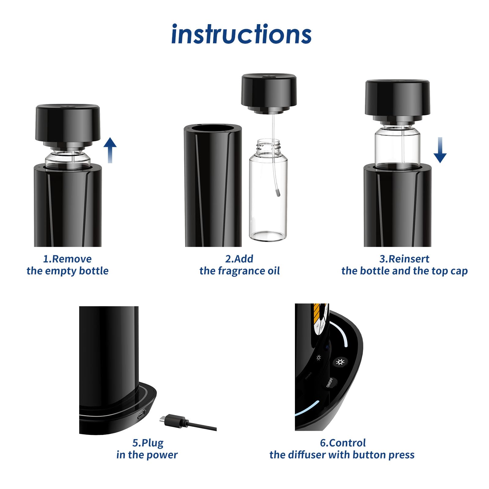 Waterless Scent Diffuser – 1200 Sq Ft Coverage, Essential Oil Diffuser with Remote Control, Quiet Aromatherapy Diffuser with LED Light & Timer, Scent Air Machine for Home, Office, Hotel