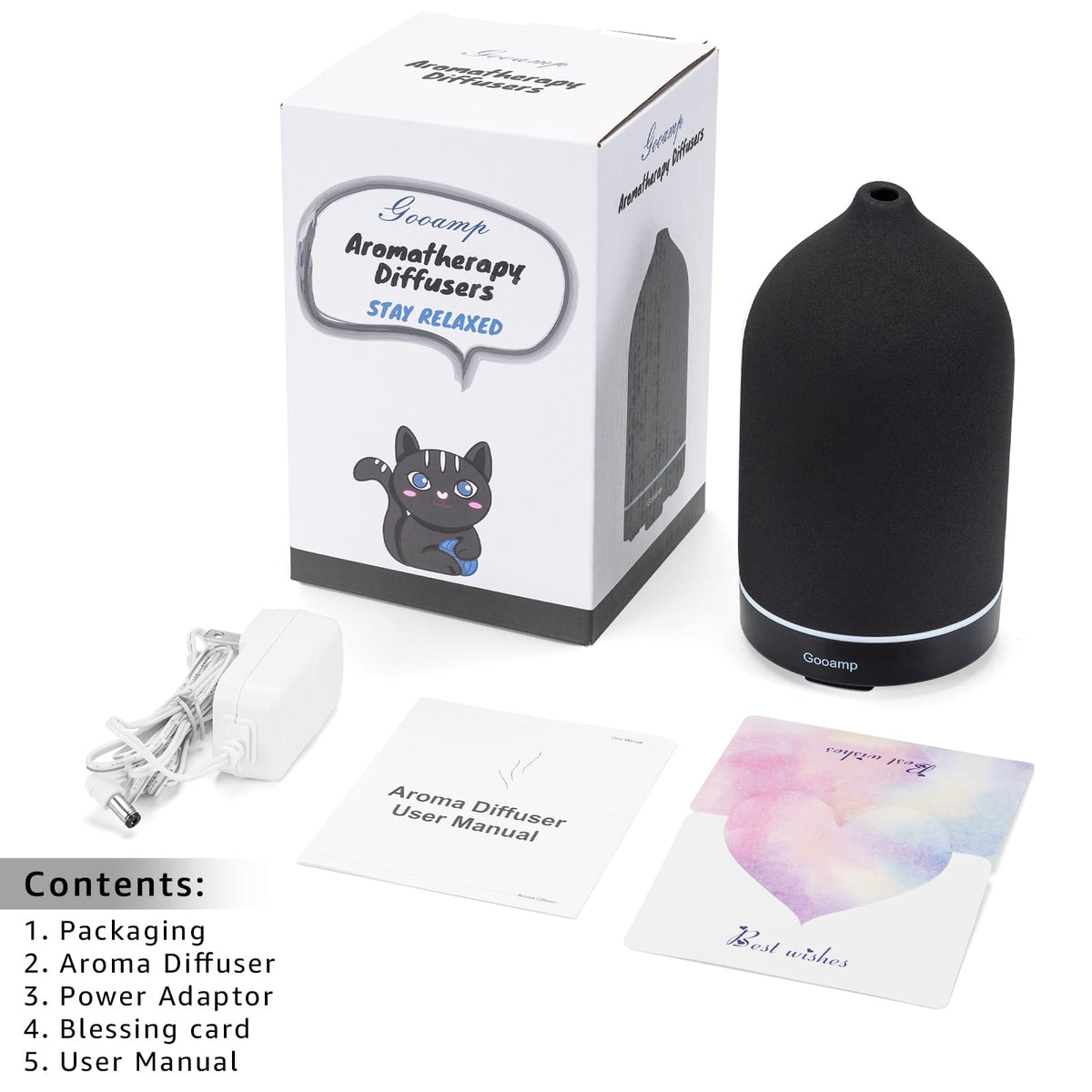 200ML Ceramic Essential Oil Diffuser - Ultrasonic Aromatherapy & Humidifier with 7-Color LED Lights, Auto Shut-Off, Wood Grain Base, 1H/3H/6H Timer | Scent for Home, Office, Yoga