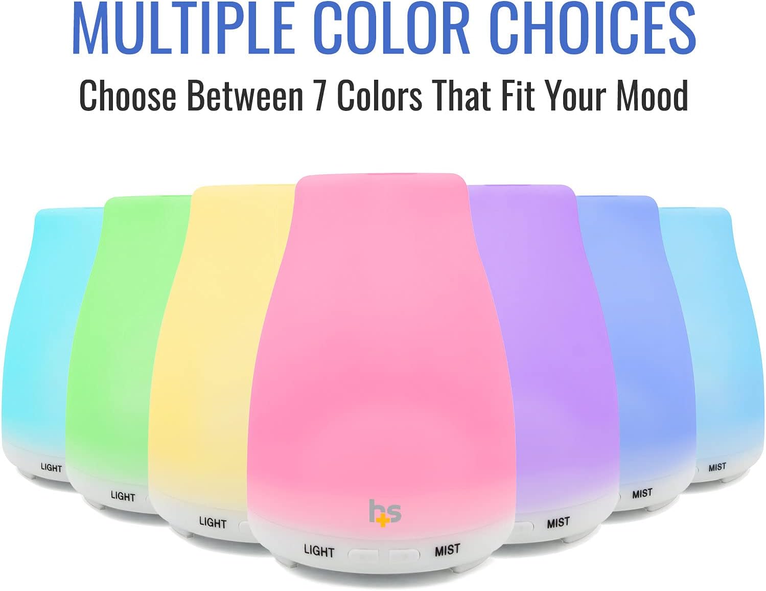 HealthSmart 500ML Essential Oil Diffuser for Large Rooms, Cool Mist Humidifier and Aromatherapy Diffuser, Adjustable Timer, Mist Mode and 7 LED Light Colors, White (Pack of 1)
