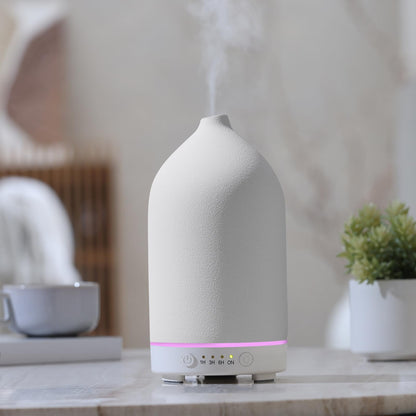 200ML Ceramic Essential Oil Diffuser - Ultrasonic Aromatherapy & Humidifier with 7-Color LED Lights, Auto Shut-Off, Wood Grain Base, 1H/3H/6H Timer | Scent for Home, Office, Yoga