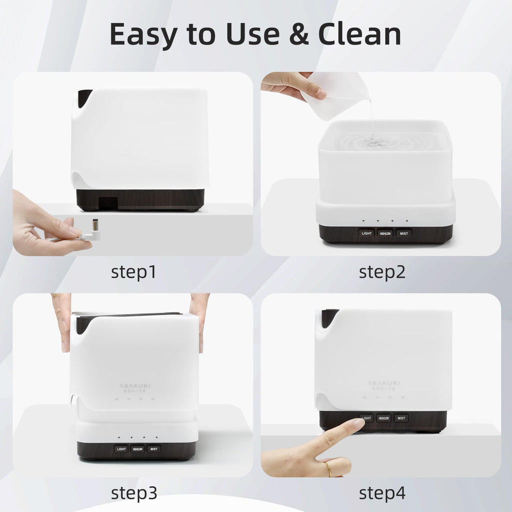 ASAKUKI 700 ml Premium Essential Oil Diffuser, 5 in 1 Ultrasonic Aromatherapy Fragrant Oil Vaporizer Humidifier, Timer and Auto-Off Safety Switch, 7 LED Light Colors, Valentine's Day Gift