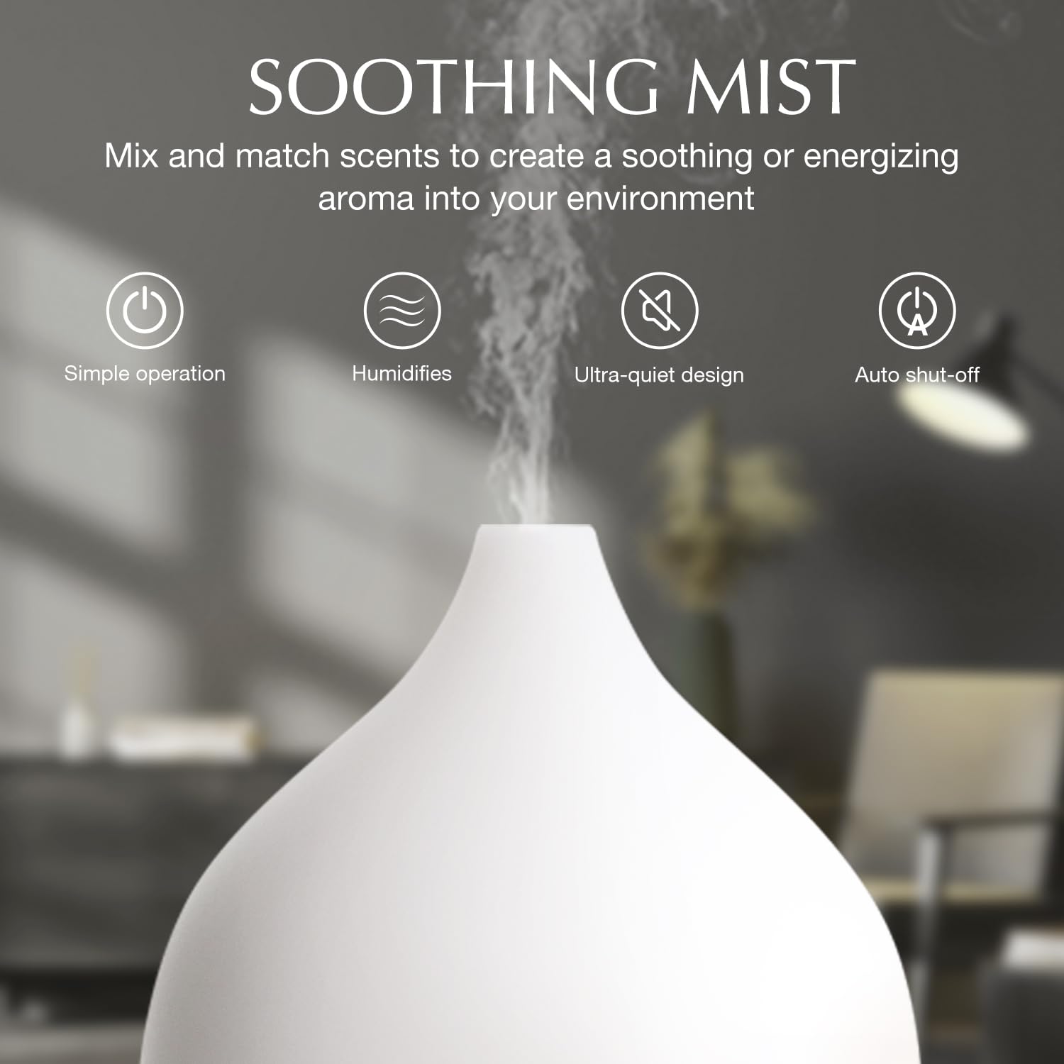 SALKING Essential Oil Diffuser, 100ml Small Aromatherapy Diffuser with Auto Shut-Off Function, Ultrasonic Diffusers for Essential Oils, Cool Mist Humidifier with Warm White Lights, for Office Home