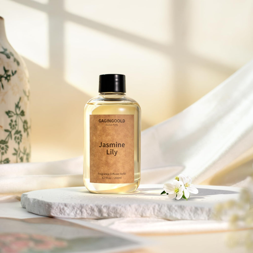 Reed Diffuser, 4 oz Earthy Sandalwood Scent Diffuser with 7 Sticks, Long Lasting Reed diffusers for Home, Elegant Fragrance for Bathroom Bedroom Office Decor, Air Fresh