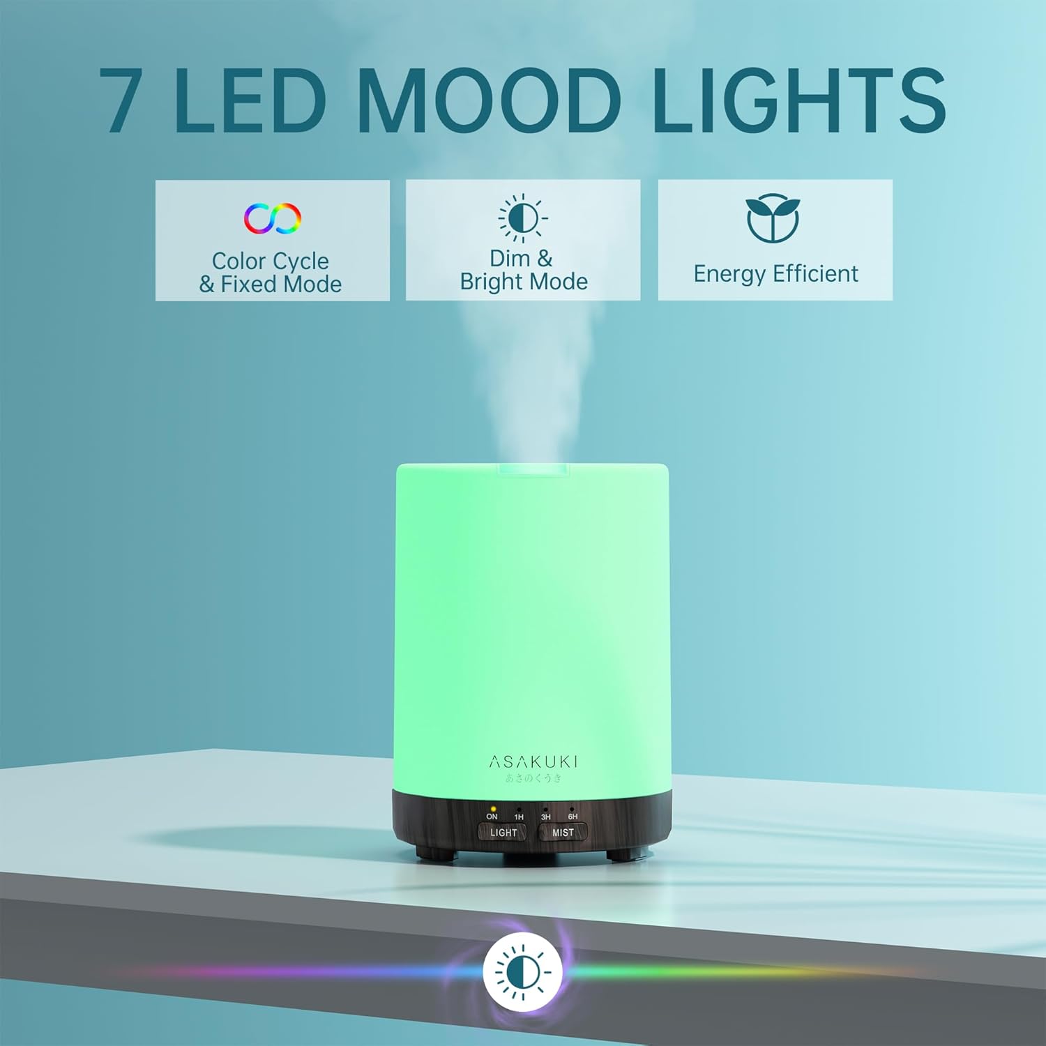 ASAKUKI 300ML Essential Oil Diffuser, Quiet 5-in-1 Premium Humidifier, Valentine's Day Gift, Home Fragrance Aroma Diffuser with 7 LED Color Changing Light and Auto-Off Switch -Light Brown