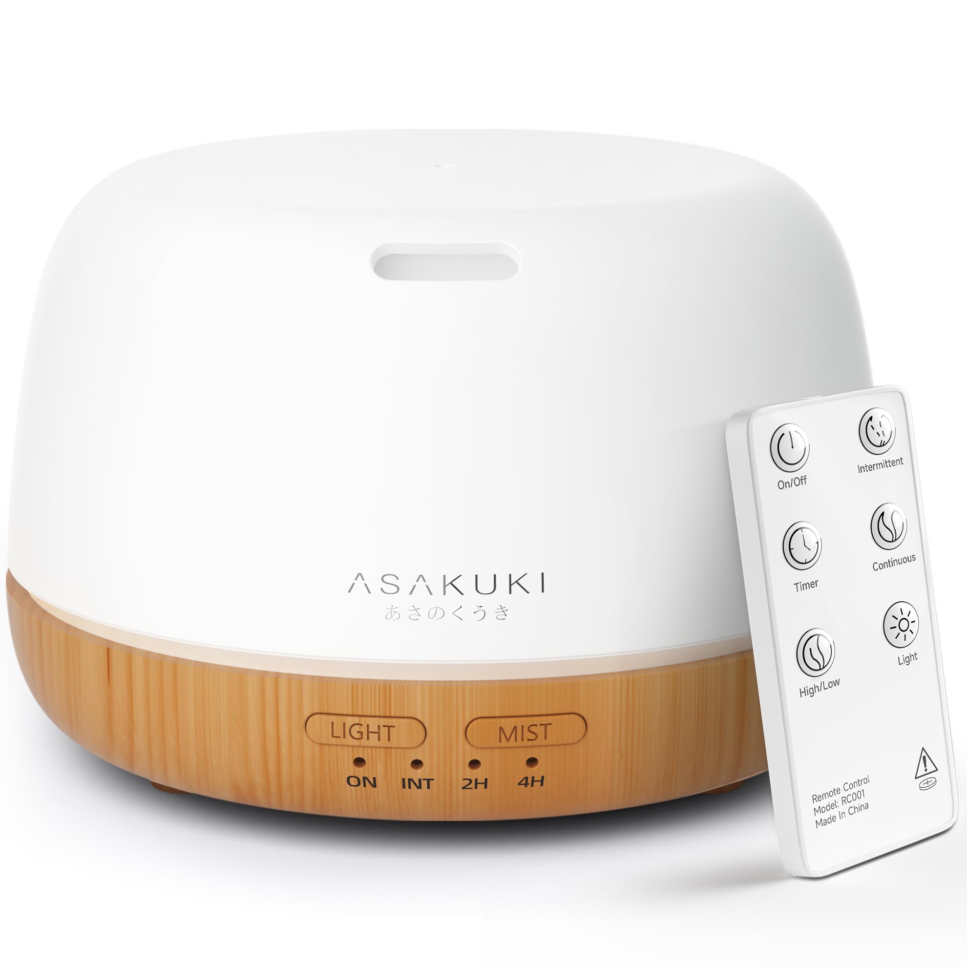 ASAKUKI Essential Oil Diffuser 500ml, Ultrasonic Aromatherapy Humidifier with Remote Control, 7 LED Colors, Timer & Auto-Off, Large Room Diffuser Valentine's Gift (Yellow)