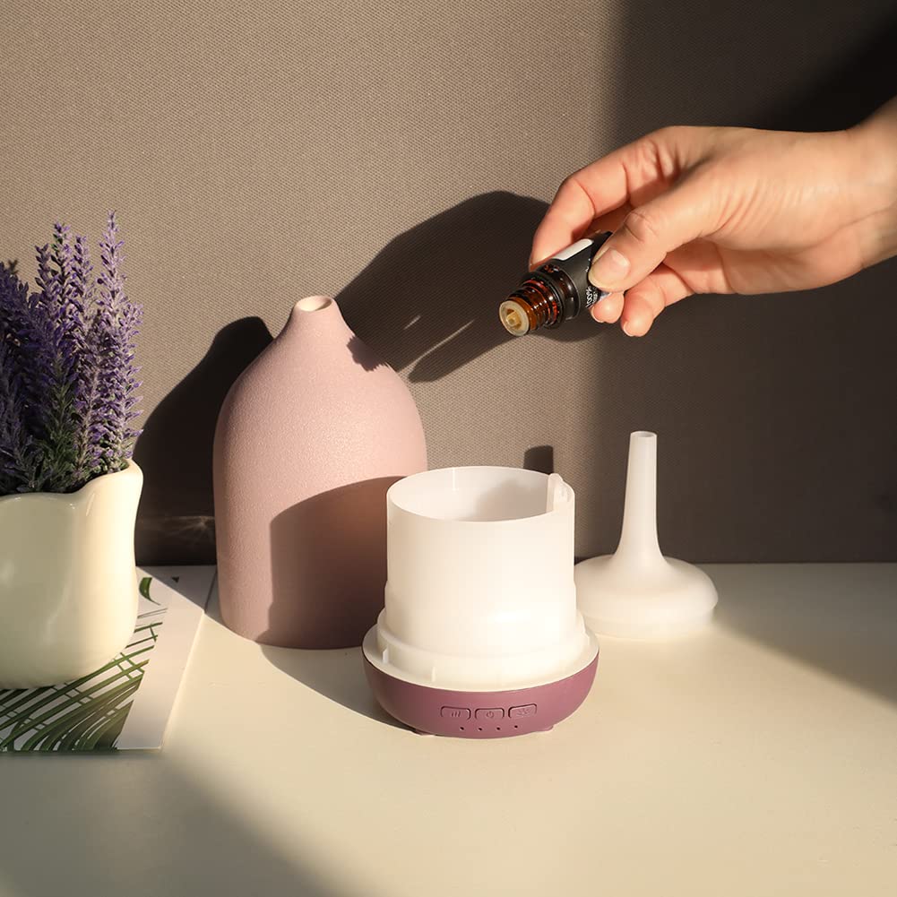 Essential Oil Diffusers, Aromatherapy Diffuser for Essential Oils, 100ml Ceramic Oil Diffusers for Large Room - 5 Timers, Warm Ambient Light, Auto-Off