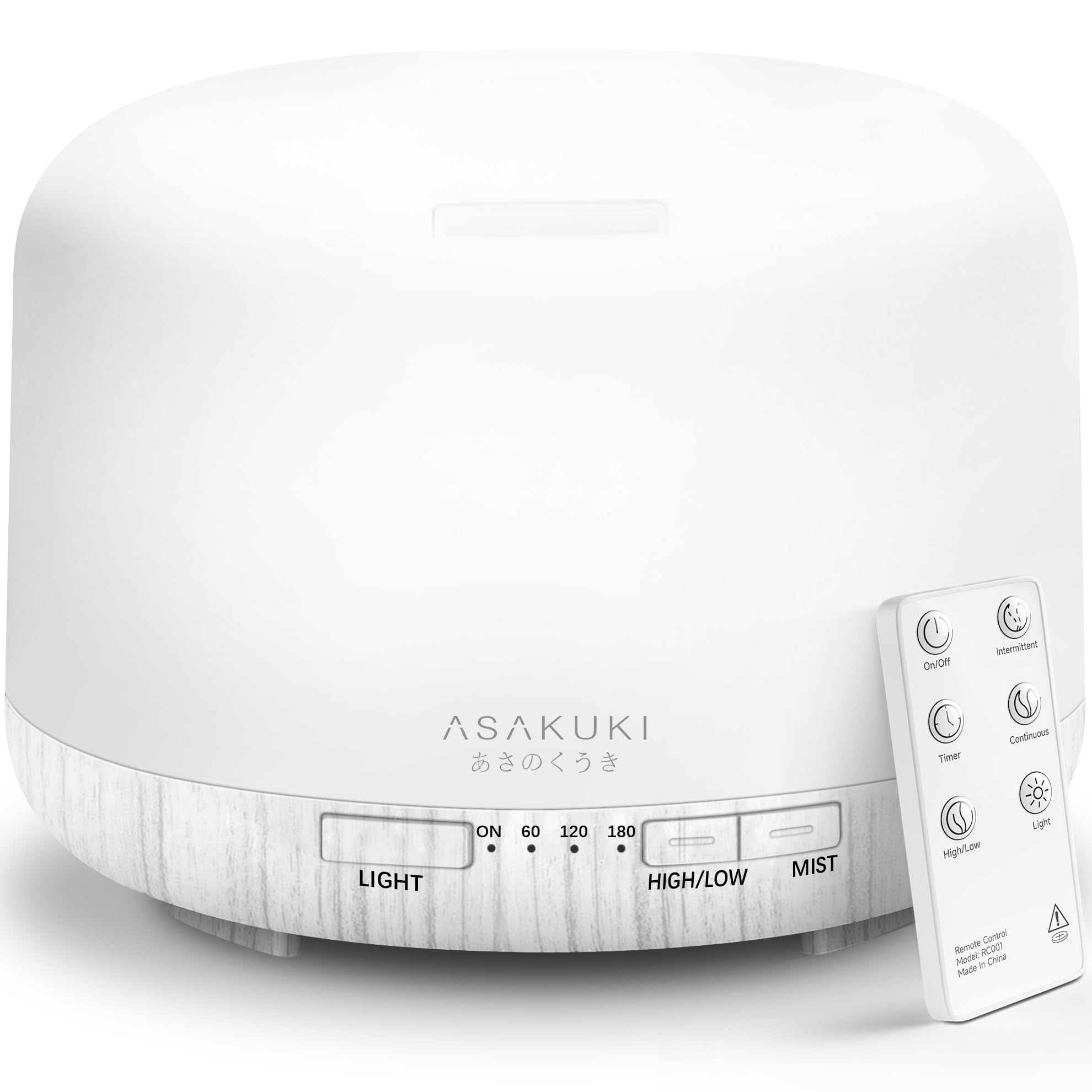 ASAKUKI Essential Oil Diffuser 500ml, Ultrasonic Aromatherapy Humidifier with Remote Control, 7 LED Colors, Timer & Auto-Off, Large Room Diffuser Valentine's Gift (Yellow)