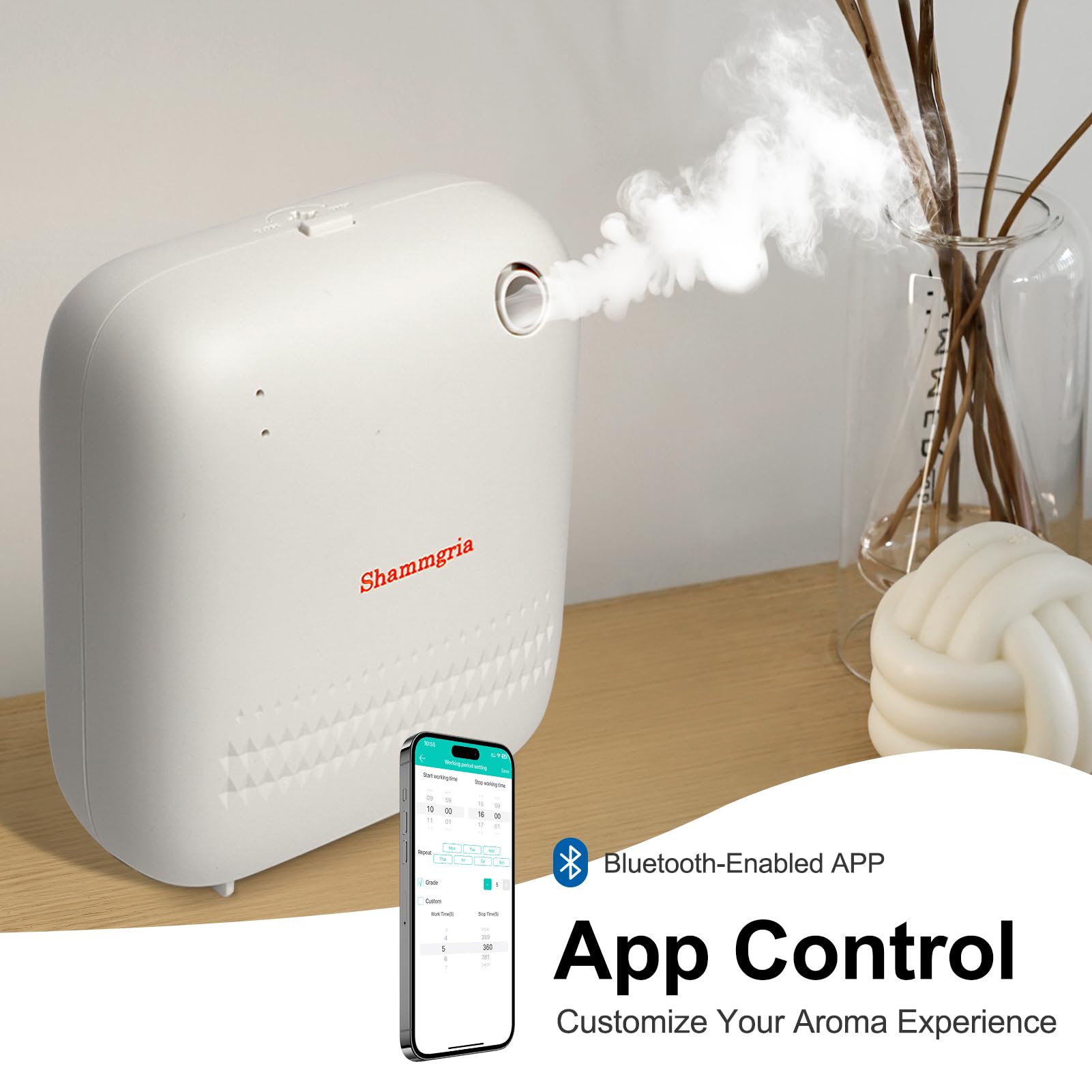 Battery-Powered Air Freshener Waterless Essential Oil Diffuser – 150mL Capacity, Smart Scent Diffuser for Rooms,Office & Commercial Use, Covers Up to 2000 sq.ft.Aromatherapy Scent Diffuser