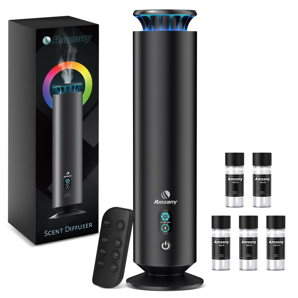Waterless Scent Diffuser Kit,Scent Diffuser with 7 Lights and Breathing Lights Modes,Max Coverage 2000 sq.ft.Home,Offices,Hotels and Spas Aromatherapy Diffuser Included 5 Scent Oils Remote Control
