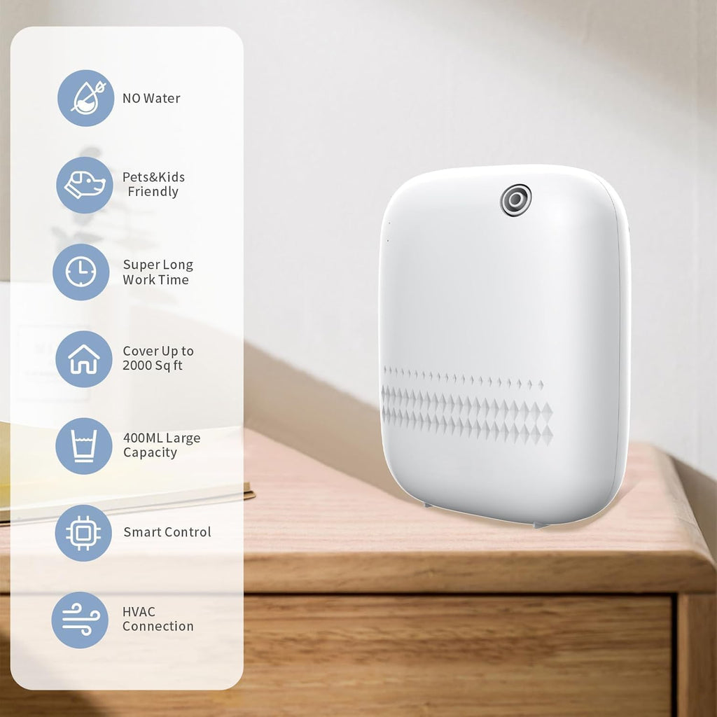 Upgraded Scent Air Machine for Home Cover Up to 2000 sq.ft, Hotel and Commercial Use 400ML Diffuser with 100ML White Tea Harmony Essential Oil, Waterless Cold Air Diffuser for Home, Office