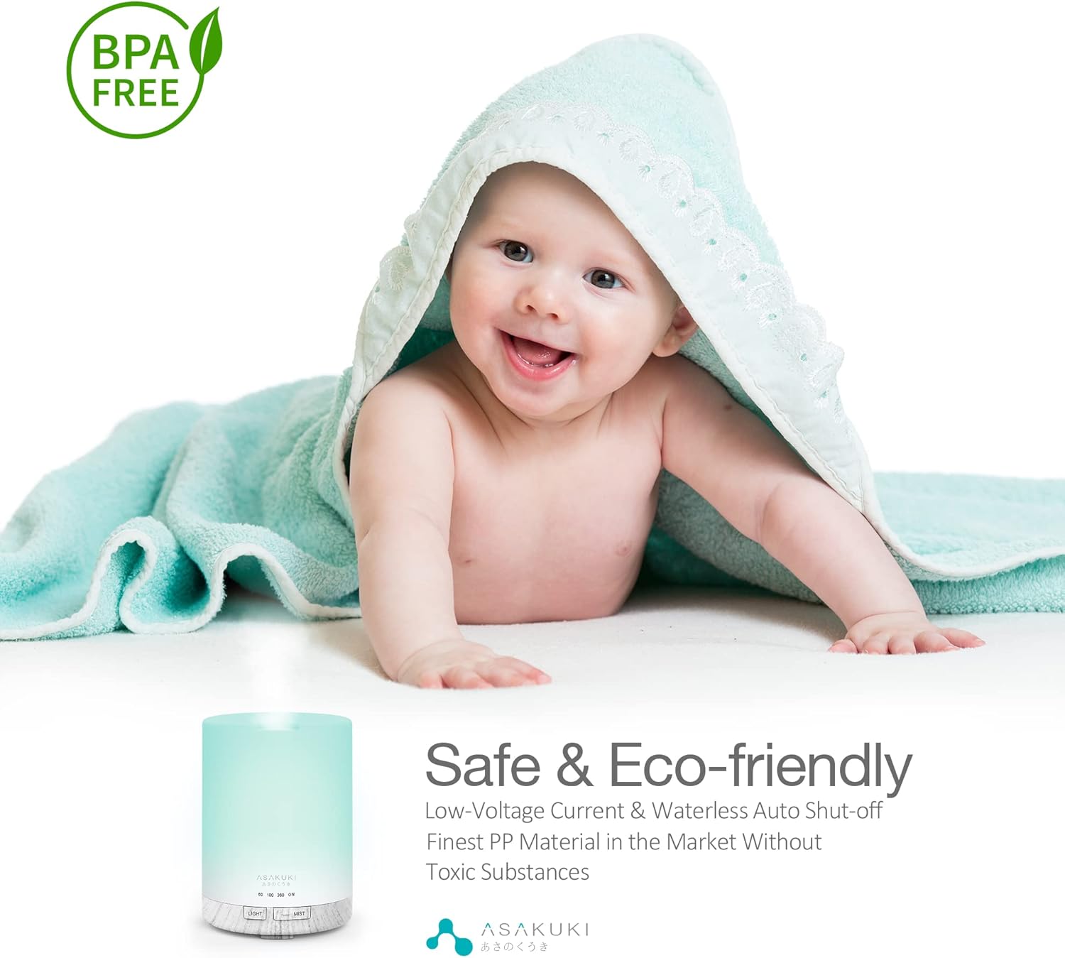 ASAKUKI 300ML Essential Oil Diffuser, Quiet 5-in-1 Premium Humidifier, Valentine's Day Gift, Home Fragrance Aroma Diffuser with 7 LED Color Changing Light and Auto-Off Switch -Light Brown