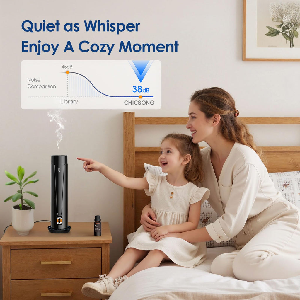 Waterless Scent Diffuser – 1200 Sq Ft Coverage, Essential Oil Diffuser with Remote Control, Quiet Aromatherapy Diffuser with LED Light & Timer, Scent Air Machine for Home, Office, Hotel