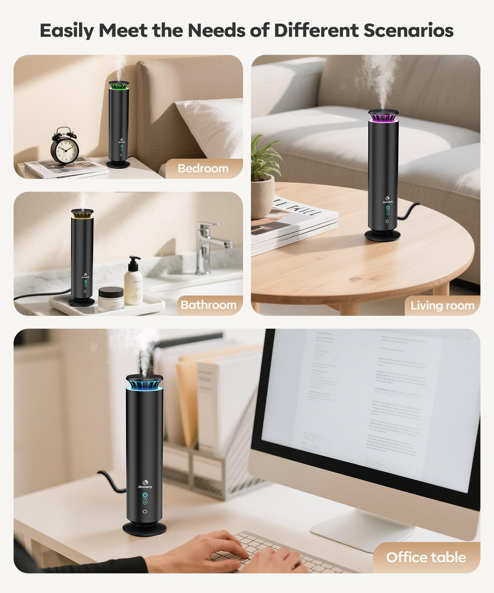 Waterless Scent Diffuser Kit,Scent Diffuser with 7 Lights and Breathing Lights Modes,Max Coverage 2000 sq.ft.Home,Offices,Hotels and Spas Aromatherapy Diffuser Included 5 Scent Oils Remote Control