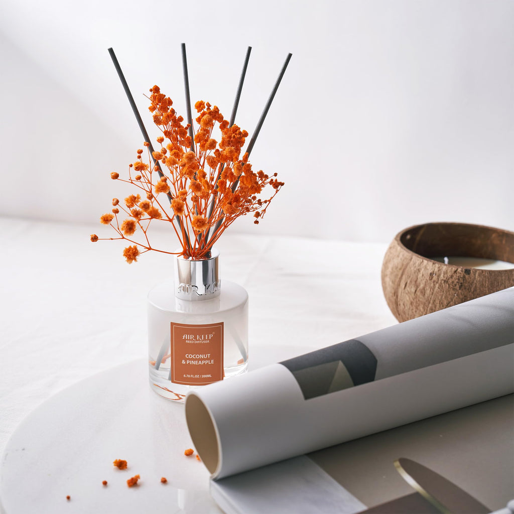 Airkeep Reed Diffuser Set,3.38 fl oz (100 ml) - Clean Linen Oil Diffusers with 8 Reed Sticks,Home Fragrance Reed Diffuser for Bathroom Shelf Decor