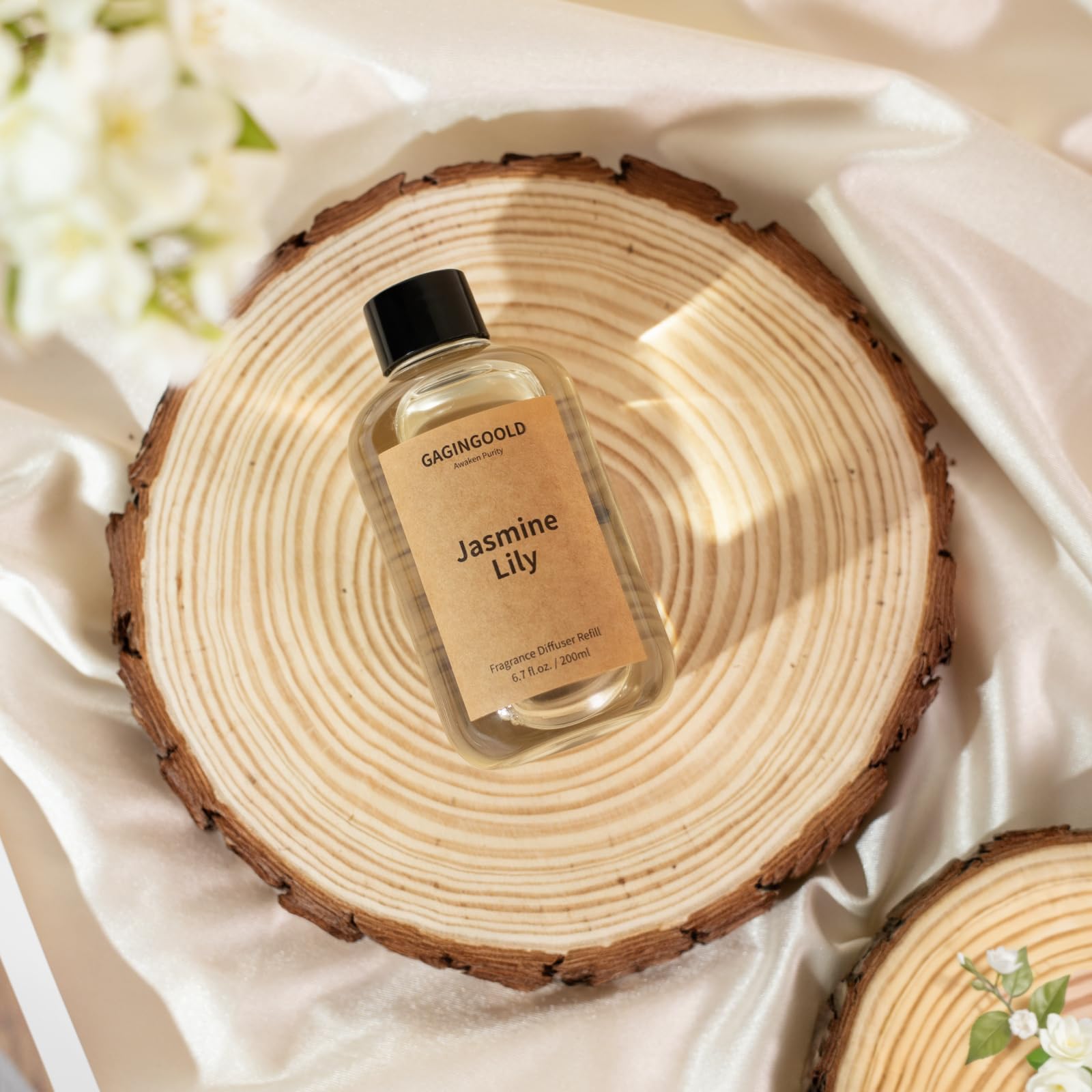 Reed Diffuser, 4 oz Earthy Sandalwood Scent Diffuser with 7 Sticks, Long Lasting Reed diffusers for Home, Elegant Fragrance for Bathroom Bedroom Office Decor, Air Fresh