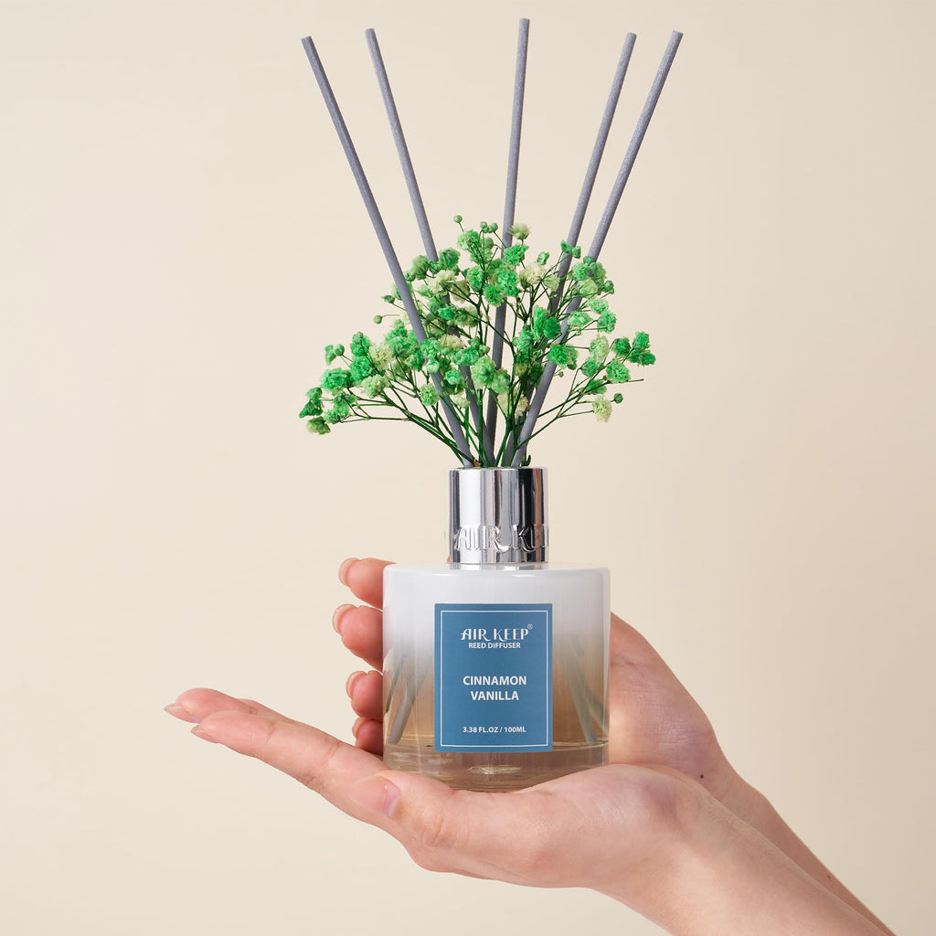 Airkeep Reed Diffuser Set,3.38 fl oz (100 ml) - Clean Linen Oil Diffusers with 8 Reed Sticks,Home Fragrance Reed Diffuser for Bathroom Shelf Decor