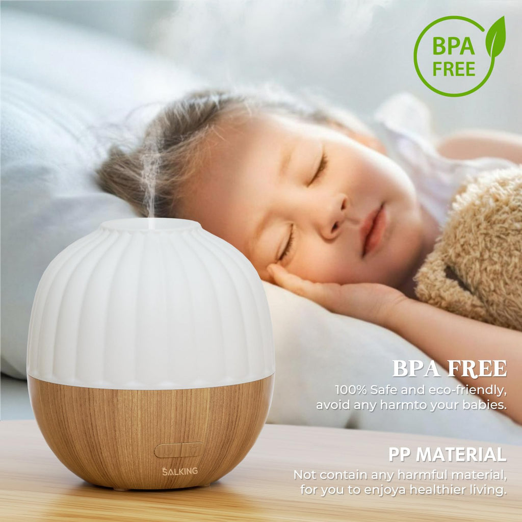 SALKING Essential Oil Diffuser, 100ml Small Aromatherapy Diffuser with Auto Shut-Off Function, Ultrasonic Diffusers for Essential Oils, Cool Mist Humidifier with Warm White Lights, for Office Home