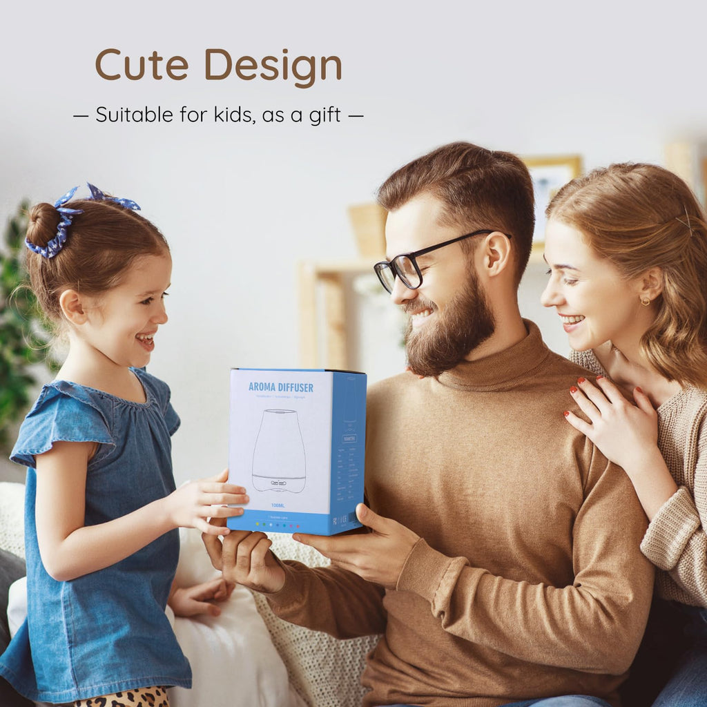 Homeweeks Diffusers, 100ml Colorful Essential Oil Diffuser with Adjustable Mist Mode, Auto Off Aroma for Bedroom/Office/Trip (100 ML 1 Pack)