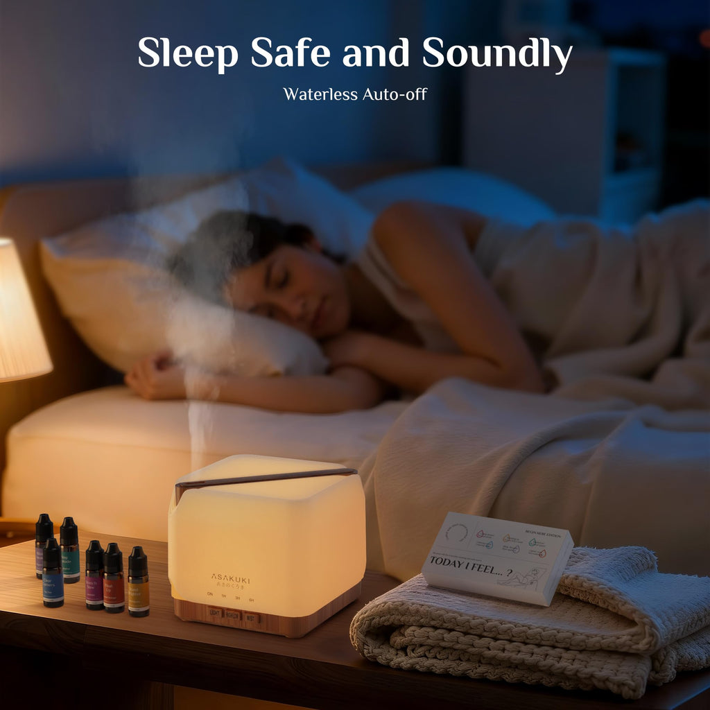 ASAKUKI 700 ml Premium Essential Oil Diffuser, 5 in 1 Ultrasonic Aromatherapy Fragrant Oil Vaporizer Humidifier, Timer and Auto-Off Safety Switch, 7 LED Light Colors, Valentine's Day Gift