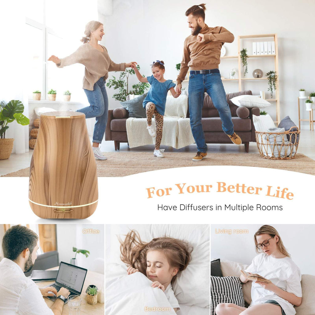 Homeweeks Diffusers, 100ml Colorful Essential Oil Diffuser with Adjustable Mist Mode, Auto Off Aroma for Bedroom/Office/Trip (100 ML 1 Pack)