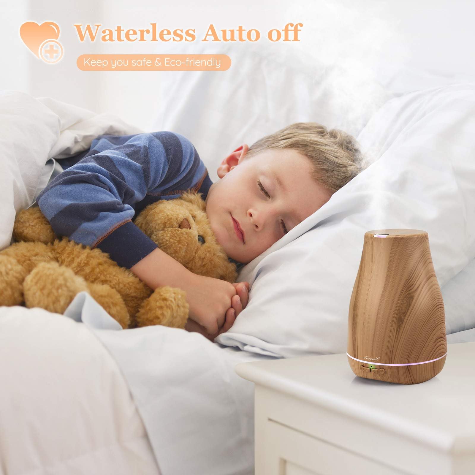 Homeweeks Diffusers, 100ml Colorful Essential Oil Diffuser with Adjustable Mist Mode, Auto Off Aroma for Bedroom/Office/Trip (100 ML 1 Pack)