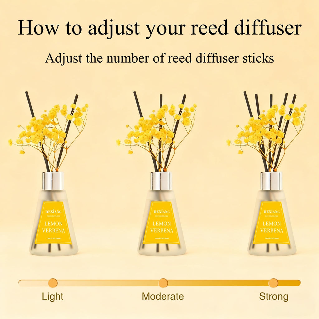 Reed Diffuser Set of 3 Packs, Lemon Verbena/Rose/red Berry, Oil Diffuser Reed Diffuser for for Home, Bathroom, Office Decor 1.7 Fl.oz, Total 5.1Oz