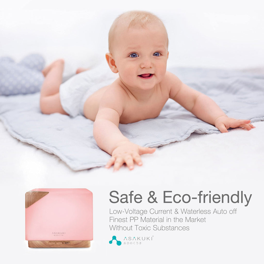 ASAKUKI 700 ml Premium Essential Oil Diffuser, 5 in 1 Ultrasonic Aromatherapy Fragrant Oil Vaporizer Humidifier, Timer and Auto-Off Safety Switch, 7 LED Light Colors, Valentine's Day Gift