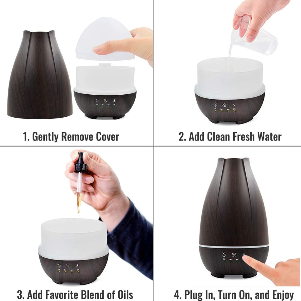 HealthSmart 500ML Essential Oil Diffuser for Large Rooms, Cool Mist Humidifier and Aromatherapy Diffuser, Adjustable Timer, Mist Mode and 7 LED Light Colors, White (Pack of 1)