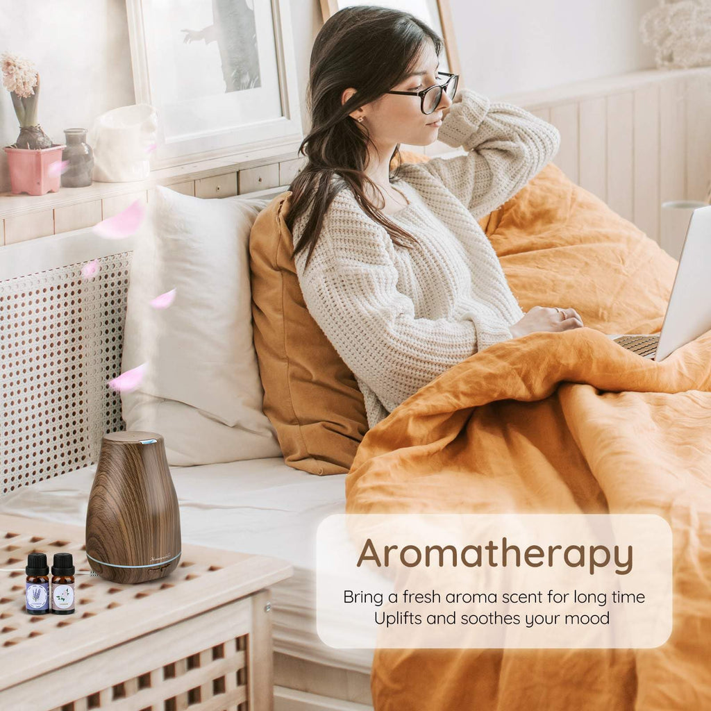 Homeweeks Diffusers, 100ml Colorful Essential Oil Diffuser with Adjustable Mist Mode, Auto Off Aroma for Bedroom/Office/Trip (100 ML 1 Pack)