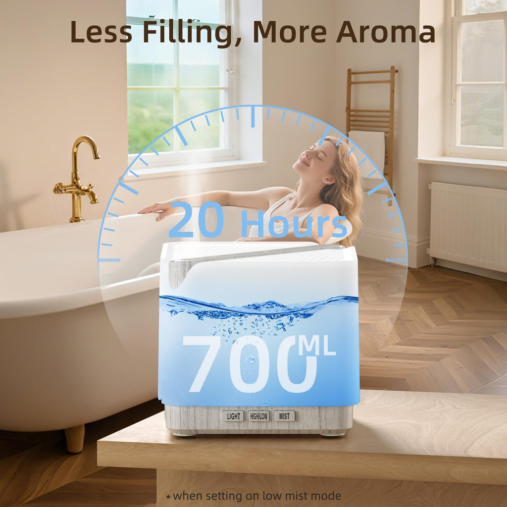 ASAKUKI 700 ml Premium Essential Oil Diffuser, 5 in 1 Ultrasonic Aromatherapy Fragrant Oil Vaporizer Humidifier, Timer and Auto-Off Safety Switch, 7 LED Light Colors, Valentine's Day Gift