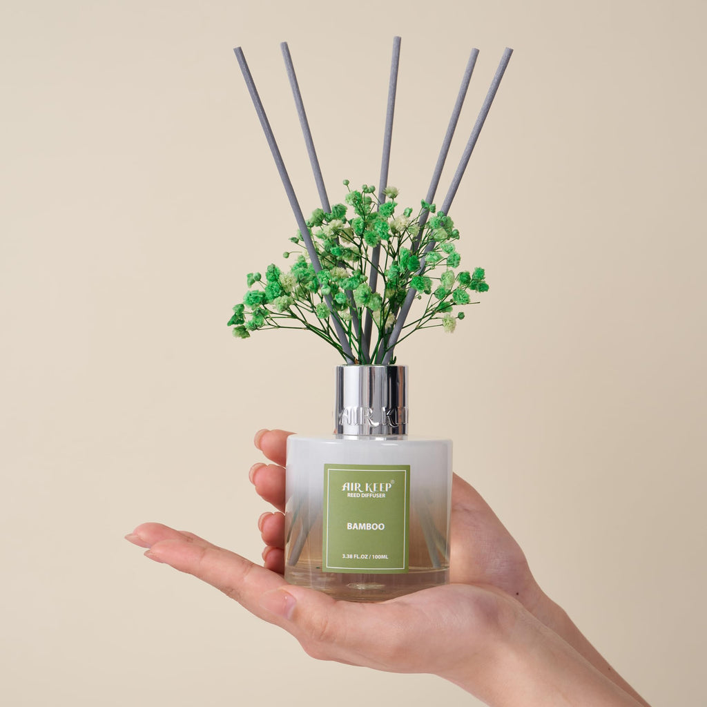 Airkeep Reed Diffuser Set,3.38 fl oz (100 ml) - Clean Linen Oil Diffusers with 8 Reed Sticks,Home Fragrance Reed Diffuser for Bathroom Shelf Decor