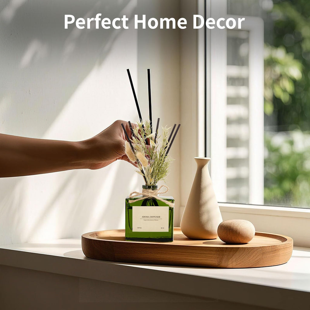 Reed Diffuser, 4 oz Earthy Sandalwood Scent Diffuser with 7 Sticks, Long Lasting Reed diffusers for Home, Elegant Fragrance for Bathroom Bedroom Office Decor, Air Fresh