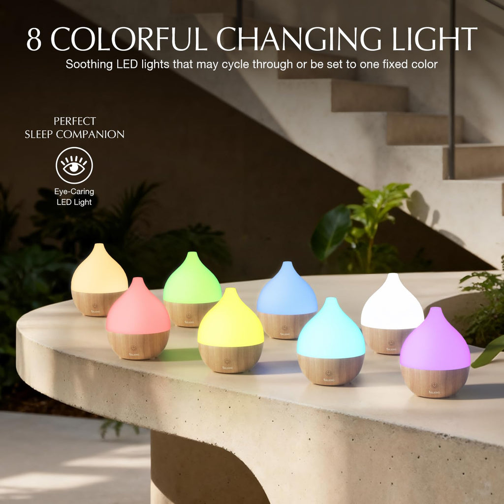SALKING Essential Oil Diffuser, 100ml Small Aromatherapy Diffuser with Auto Shut-Off Function, Ultrasonic Diffusers for Essential Oils, Cool Mist Humidifier with Warm White Lights, for Office Home