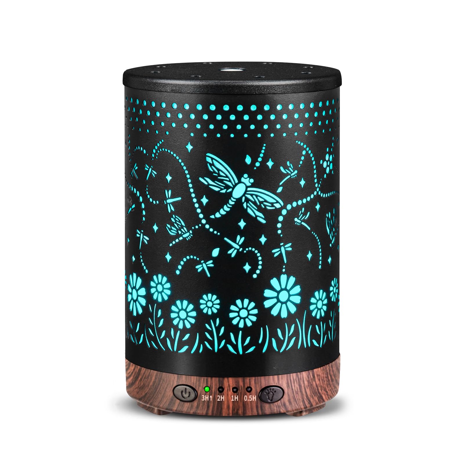 Essential Oil Diffuser 120ML Metal Aromatherapy Diffuser with Timer, Cool Mist Humidifier with Auto Shut-Off & 7 Color Lights for Home Office Spa (Tree)