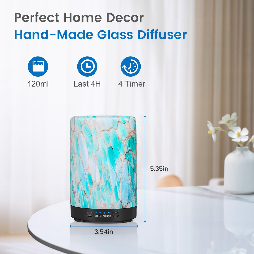 Essential Oil Diffuser 120ML Metal Aromatherapy Diffuser with Timer, Cool Mist Humidifier with Auto Shut-Off & 7 Color Lights for Home Office Spa (Tree)