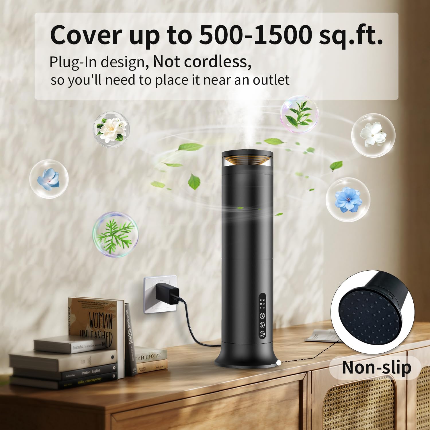 Waterless Scent Diffuser Starter Kit – Two-Fluid Nano Tech 1000 Sq Ft Coverage, Aromatherapy Essential Oil Diffuser for Home, Hotel, Office, Included 5 Scented Essential Oils, Remote Control